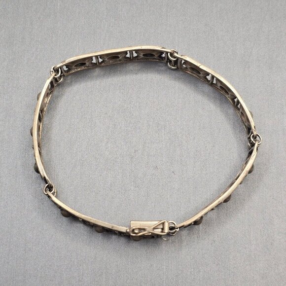 VTG Sterling Silver 925 Flower Link Bracelet Box Clasp 7in 16.76g Hand Assembled - Picture 6 of 11